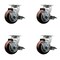 Service Caster Tool Box Caster Wheel Set 4'' Maroon Polyurethane Swivel Casters, 4PK TOOL-SCC-20S420-PPUR-TLB-4 - alternate 1